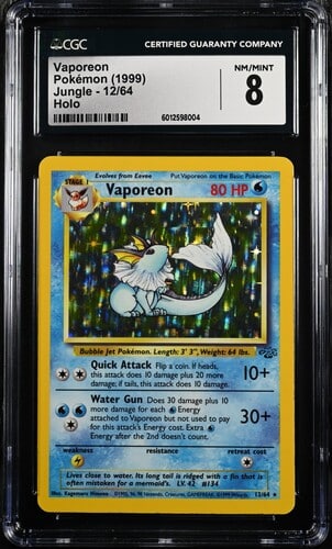 CGC 8 Vaporeon 1999 Jungle Set Holo #012 